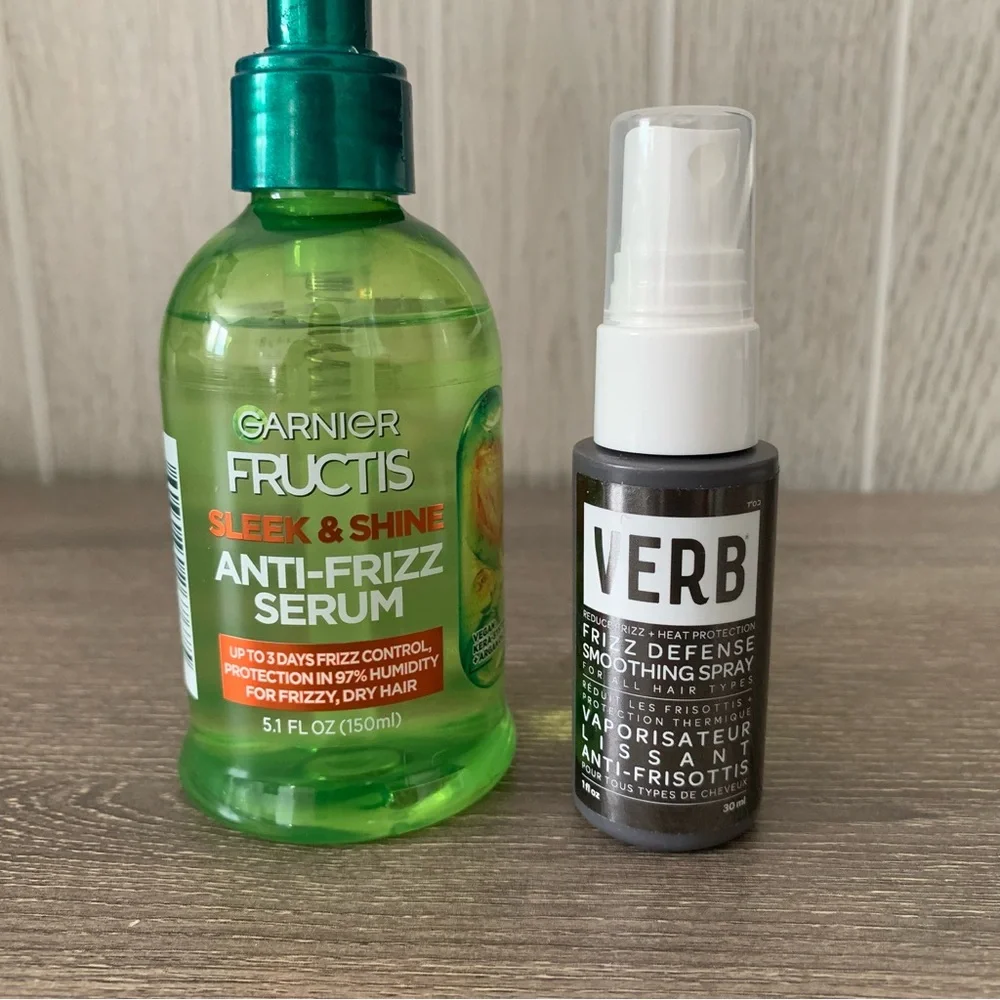 Garnier Fructis Sleek Shine Anti Frizz Serum Verb Frizz Defense Smoothing Spray